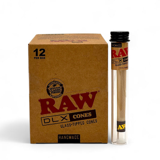 Raw DLX Glass Tipped Cones - Pack of 12