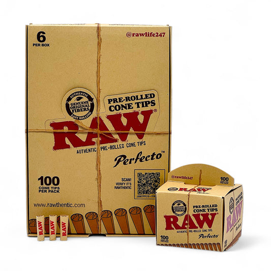 Raw Tips Perfecto Pre-Rolled Cone Tips - Pack of 6, 100 Tips/Pack