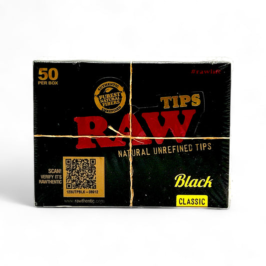 Raw Black Tips Classic - Pack of 50, 50 Tips/Pack