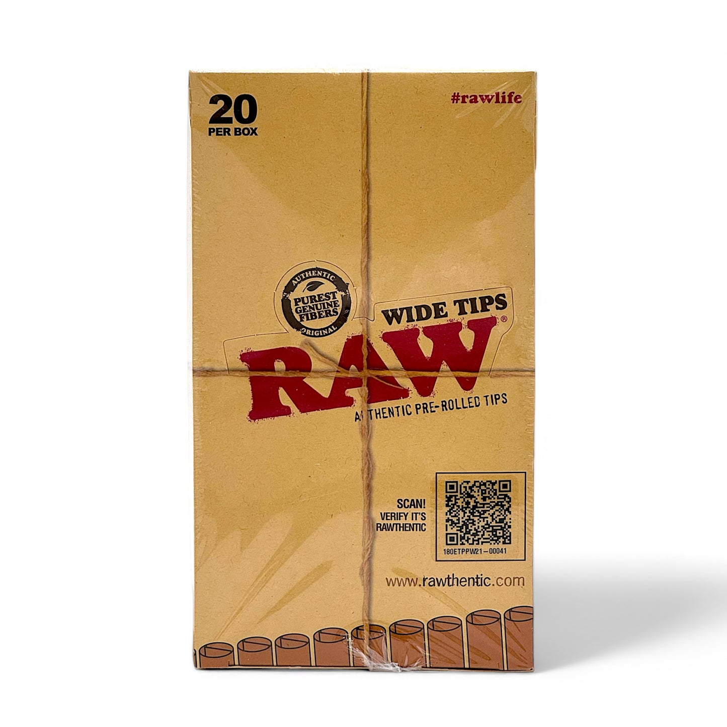 Raw Tips Wide Pre-Rolled Tips - Pack of 20, 21 Tips/Pack