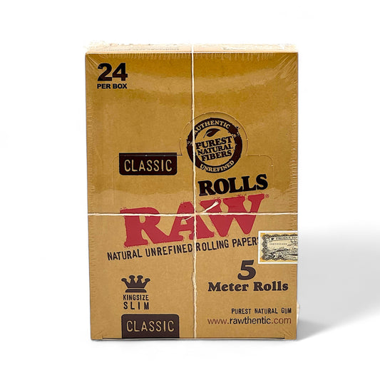 Raw Rolls Classic King Size Slim - Pack of 24, 5 Meter Rolls