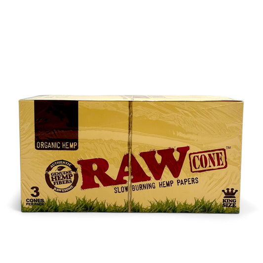 Raw Cones Organic Hemp King Size - Pack of 32, 3 Cones/Pack