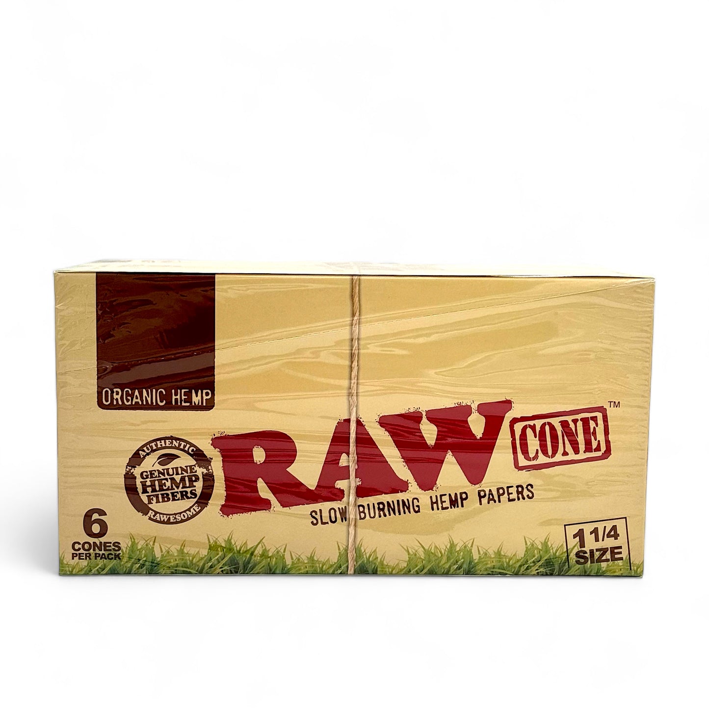 Raw Cones Organic Hemp 1 1/4 Size - Pack of 32, 6 Cones/Pack