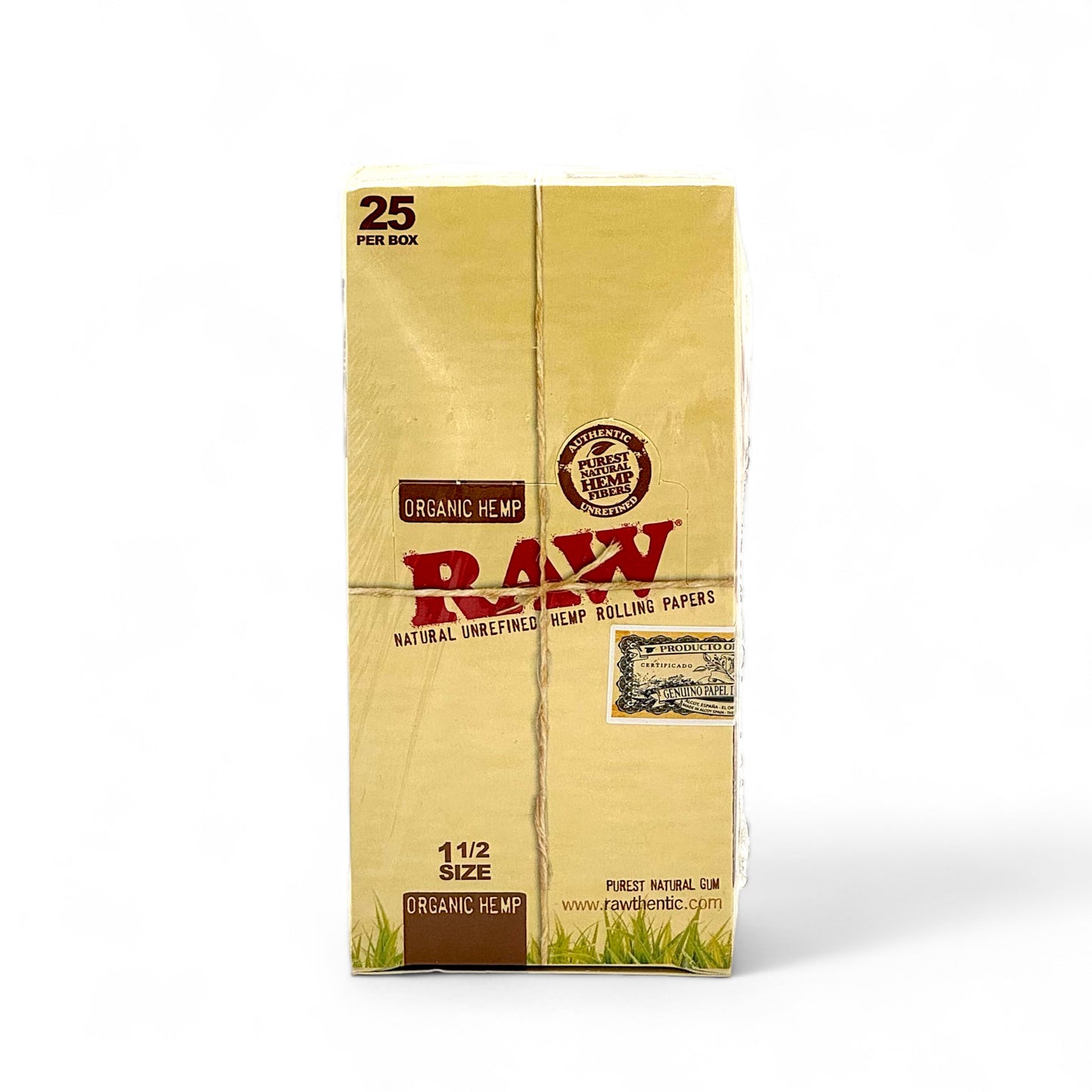 Raw Papers Organic Hemp 1 1/12 Size - Pack of 25, 32 Leaves/Pack