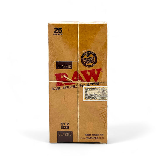 Raw Papers Classic 1 1/12 Size - Pack of 25, 32 Leaves/Pack