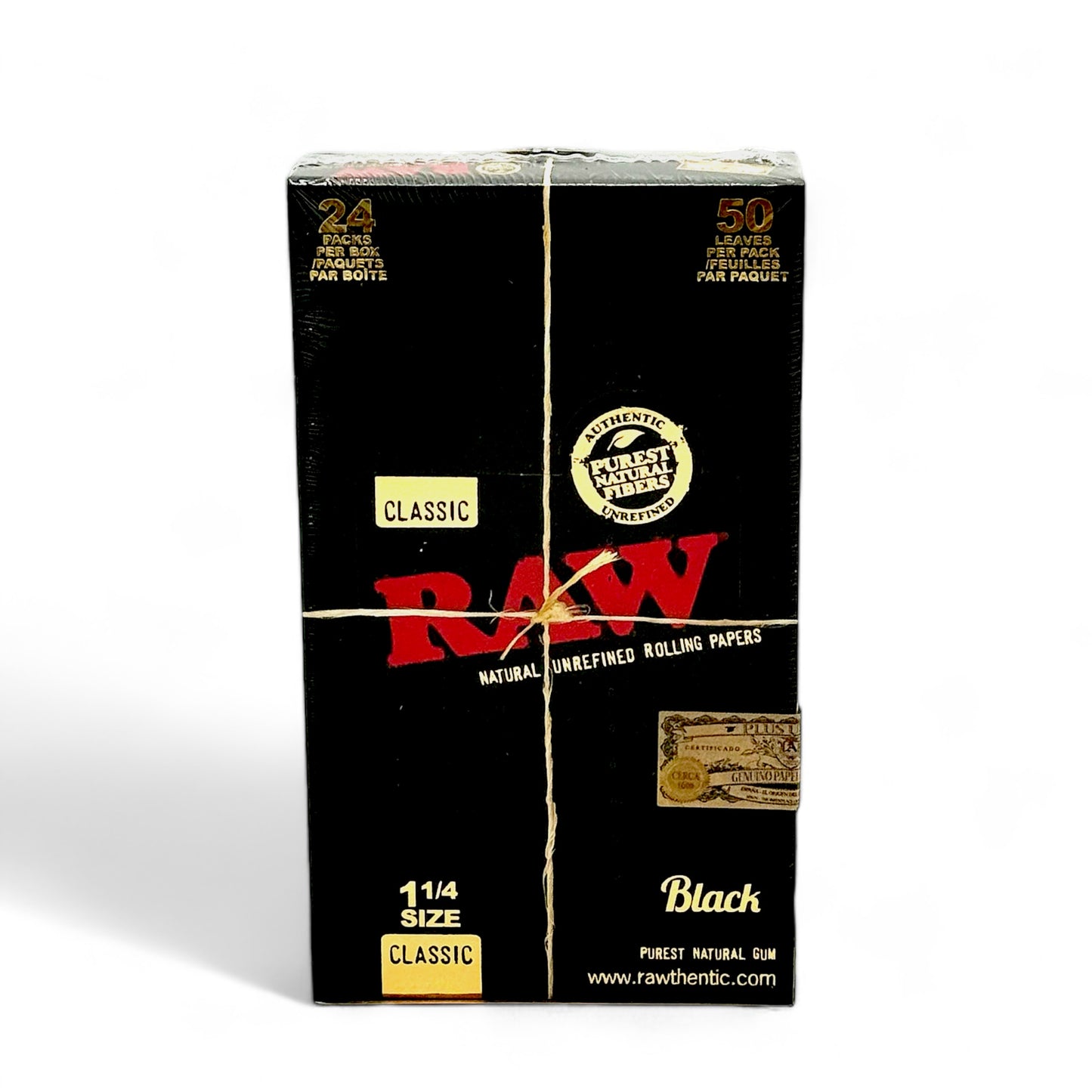 Raw Black Papers Classic 1 1/14 Size - Pack of 24, 50 Leaves/Pack