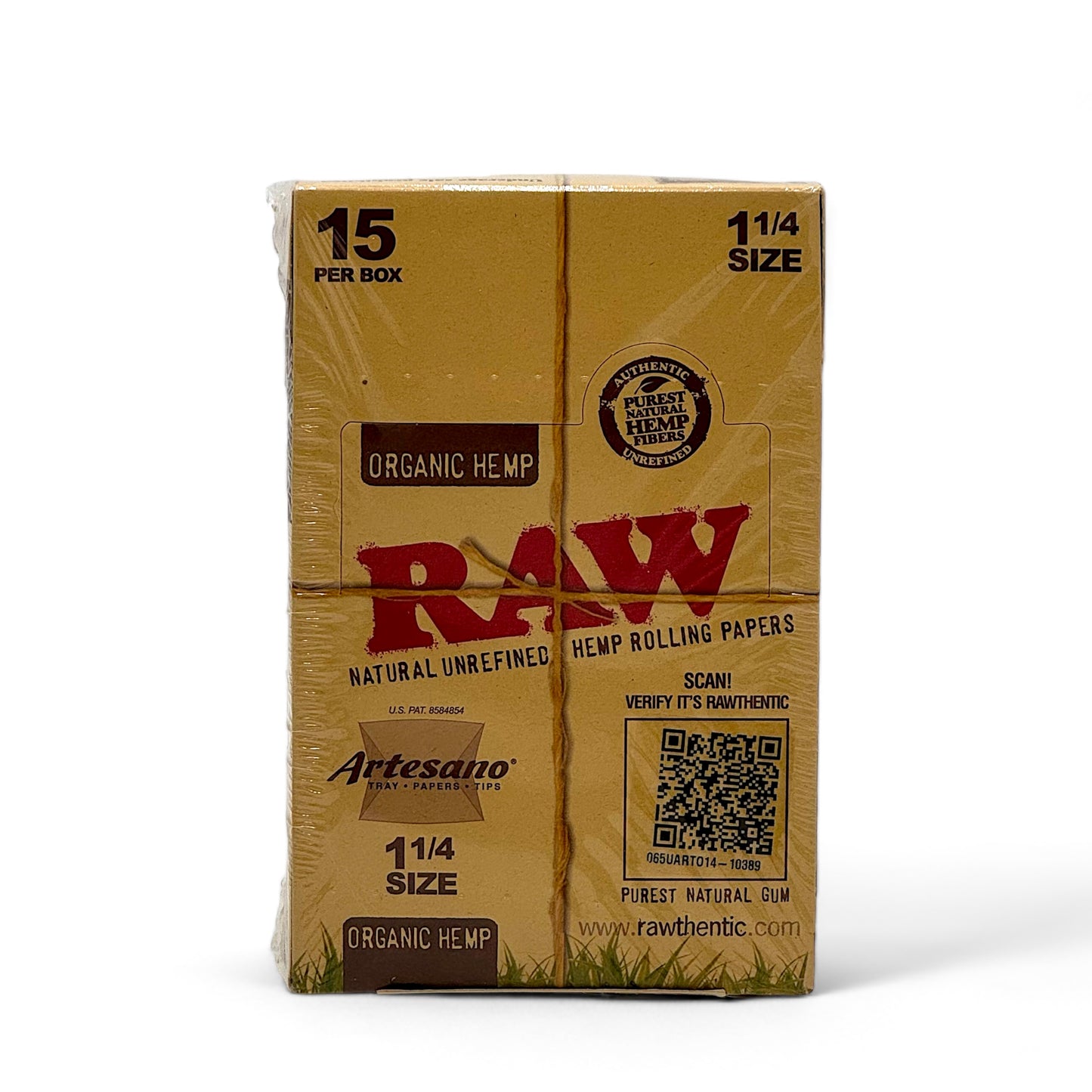 Raw Papers Artesano Organic Hemp 1 1/4 Size - Pack of 15, 50 Leaves/Pack, 50 Tips/Pack