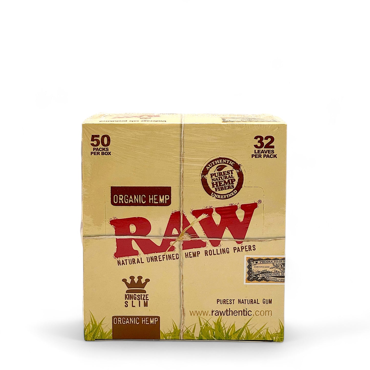 Raw Papers Organic Hemp King Size Slim - Pack of 50, 32 Leaves/Pack