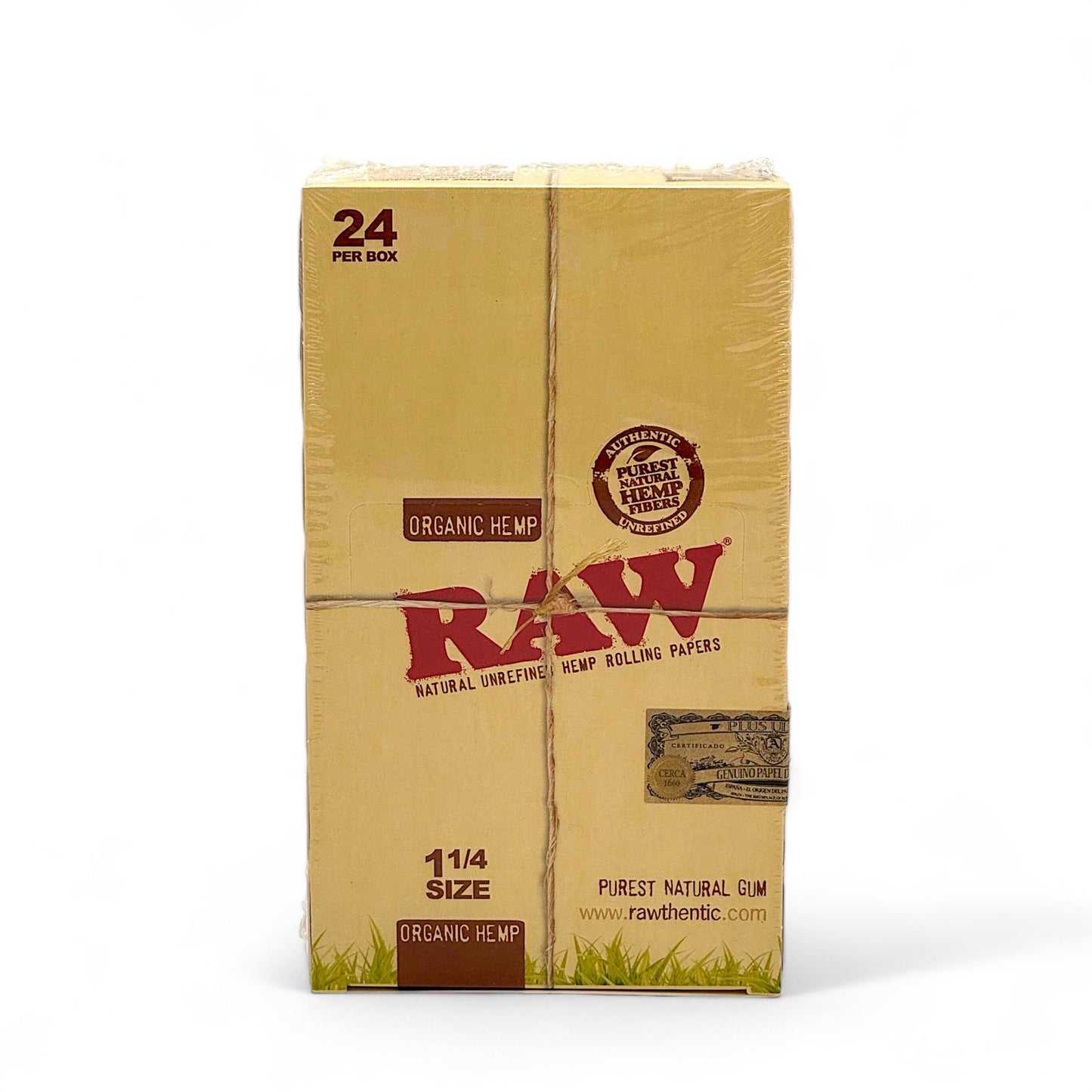 Raw Papers Organic Hemp 1 1/4 Size - Pack of 24, 50 Leaves/Pack