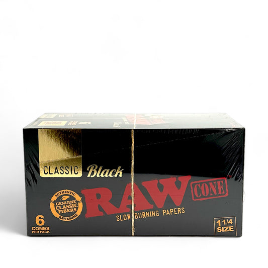 Raw Black Classic 1 1/4 Cones - Pack of 32, 6ct/pack